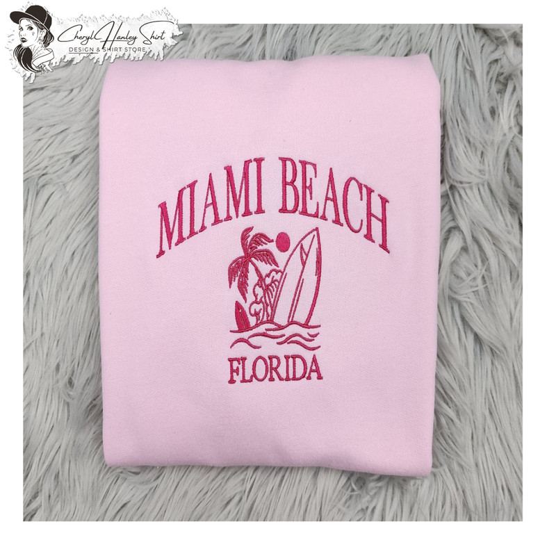 Miami Beach Embroidered Crewneck - Florida Crewneck - Embroidered Gifts - T-Shirt - Sweatshirt - Hoodie.jpg