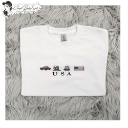 usa symbols embroidered crewneck - usa flag crew - embroidered eagle usa - embroidered t-shirt - crewneck - sweatshirt