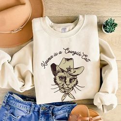karma is a cowgirl cat inspired sweatshirt, karma sweatshirt, in my cat era shirt, cat lovers shirt gift, concert clothi