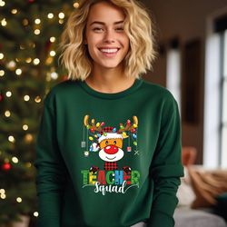 christmas teacher squad sweater, teacher sweatshirt, christmas gift for teacher, kindergarten teacher tee, xmas school t