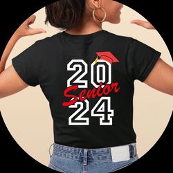 custom senior 2024 t-shirt, personalized senior front, customized class shirt, custom name graduation gift, senior custo