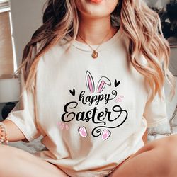 easter t-shirt, happy easter bunny shirt, happy easter tee, easter shirt, womens easter t-shirt, happy rabbit easter shi