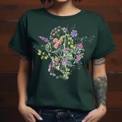 flower t-shirt, botanical shirt, vintage flowers tee, wildflower shirt, pastel flowers crewneck, gift for flower lover,