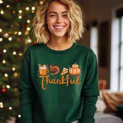 Thanksgiving Sweater - Fall Sweatshirt - Pumpkin Sweatshirt - Grateful And Thankful Hoodie For Thanksgiving - Thanksgivi
