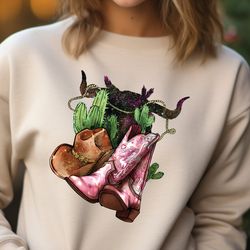 western sweatshirt, cowboy sweater, cowgirl sweater, cactus hoodie, nature sweatshirt, western sweater, cow sweater, sa5