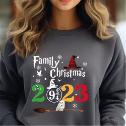 witch hat and broom sweatshirt, wizard book lover hoodie, family christmas sweater, witch broom sweatshirt, merry christ