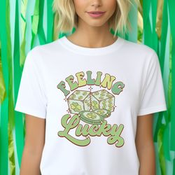 feeling lucky shirt, lucky sweatshirt, st patricks day t-shirt, clover shirt, shamrock sweatshirt, lucky vibes shirt