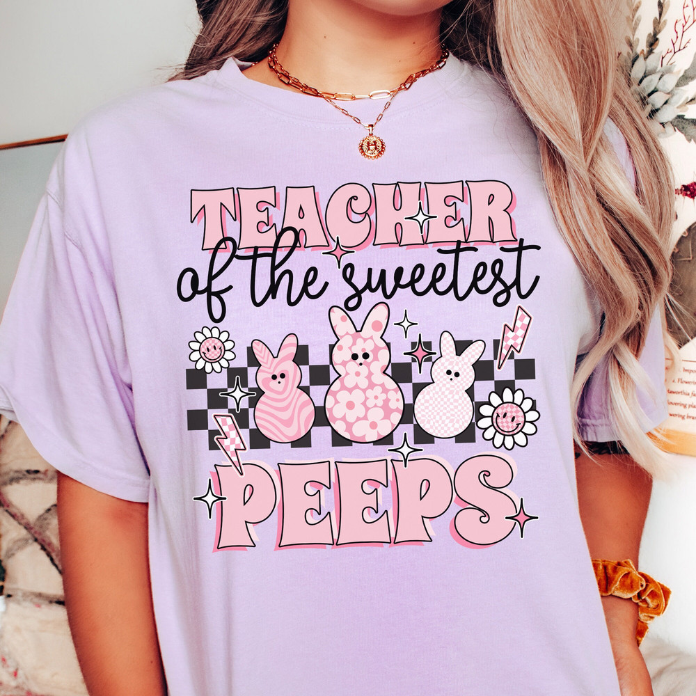 Comfort Colors® Teaching My Favorite Peeps Shirt, Teacher Shirt, Easter Teacher Shirt, Easter Peeps Shirt, Retro Easter T-Shirt, Easter Tee.jpg