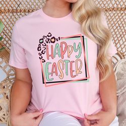happy easter shirt, matching easter shirts, cute easter tee, leopard easter shirt, colorful easter shirts, womens easter