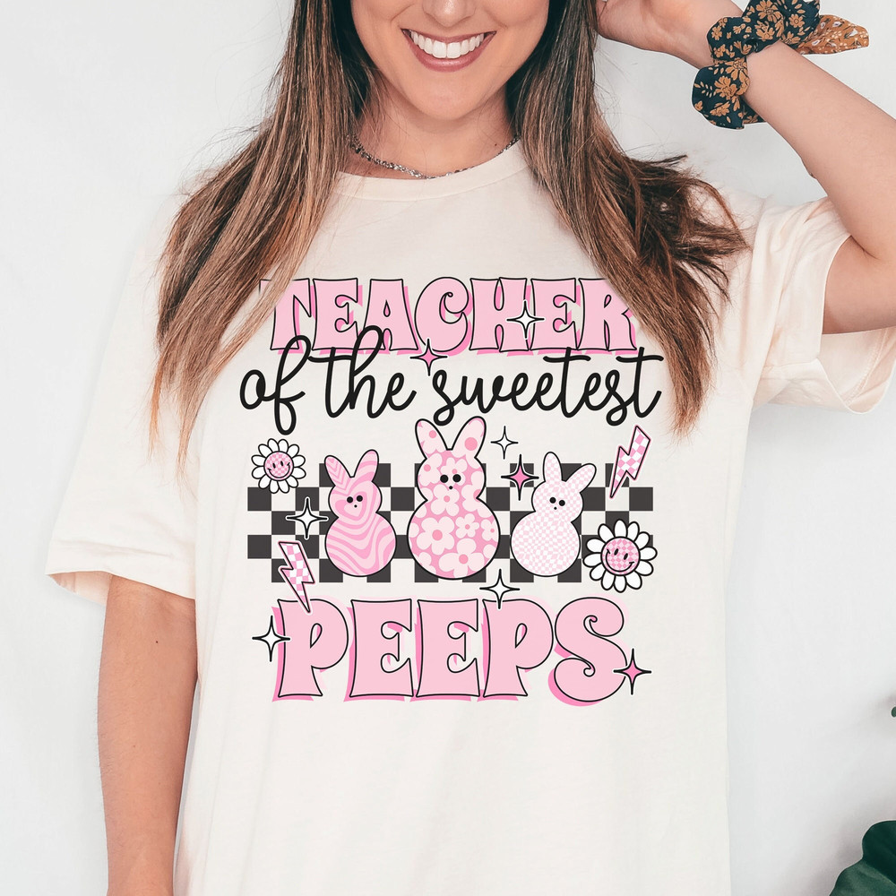 Teaching My Favorite Peeps Shirt, Teacher Shirt, Easter Teacher Shirt, Easter Peeps Shirt, Retro Easter T-Shirt, Easter Tee, Teacher Gift.jpg