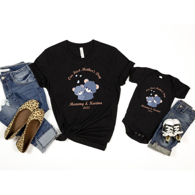 Customized Our First Mother's Day Shirt,Personalized Cute Bears Mommy And Me Shirt,Matching Mommy And Me Shirt,Mother's Day Mommy And Baby.jpg