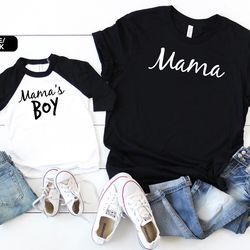 mama and mamas boy matching baseball tees, mama shirt, mamas boy shirt,mom and son shirts, mommy and me shirts,