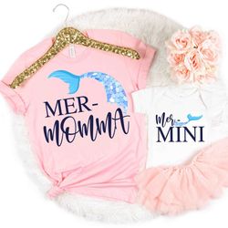 mer momma mer mini t-shirt, mermaid shirt, mama mini, mother daughter shirt, mommy and me outfits, family matching shirt
