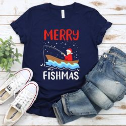 merry fishmas christmas shirt, funny christmas shirt, fisherman santa t-shirt, gift for fishermen, funny santa sweatshir