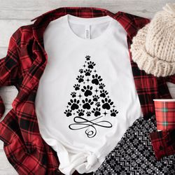paw christmas tree t-shirt, christmas dog shirt, dog paw tree shirt, pet lover christmas shirt, dog lover sweatshirt, ho