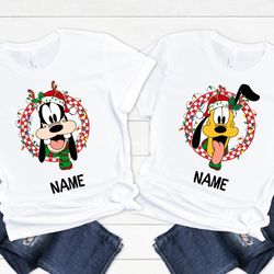 personalized disney christmas shirt, christmas couple shirt, custom name shirt, christmas pluto and goofy sweatshirt, ch