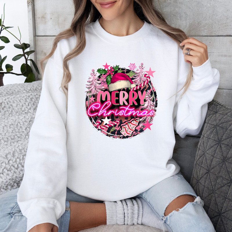 Pink Christmas Sweatshirt, Merry Christmas Shirt, Christmas Party T-shirt, Cute Christmas Family Shirt, Holiday Shirt, Christmas Sweater.jpg
