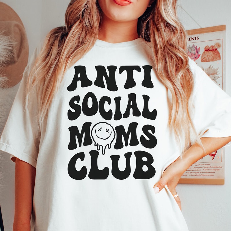 Comfort Colors® Anti Social Moms Club Shirt, Retro Shirt For Moms, Antisocial Moms Club, Anti Social Shirt, Funny Mom Tee, Trendy Mom TShirt.jpg