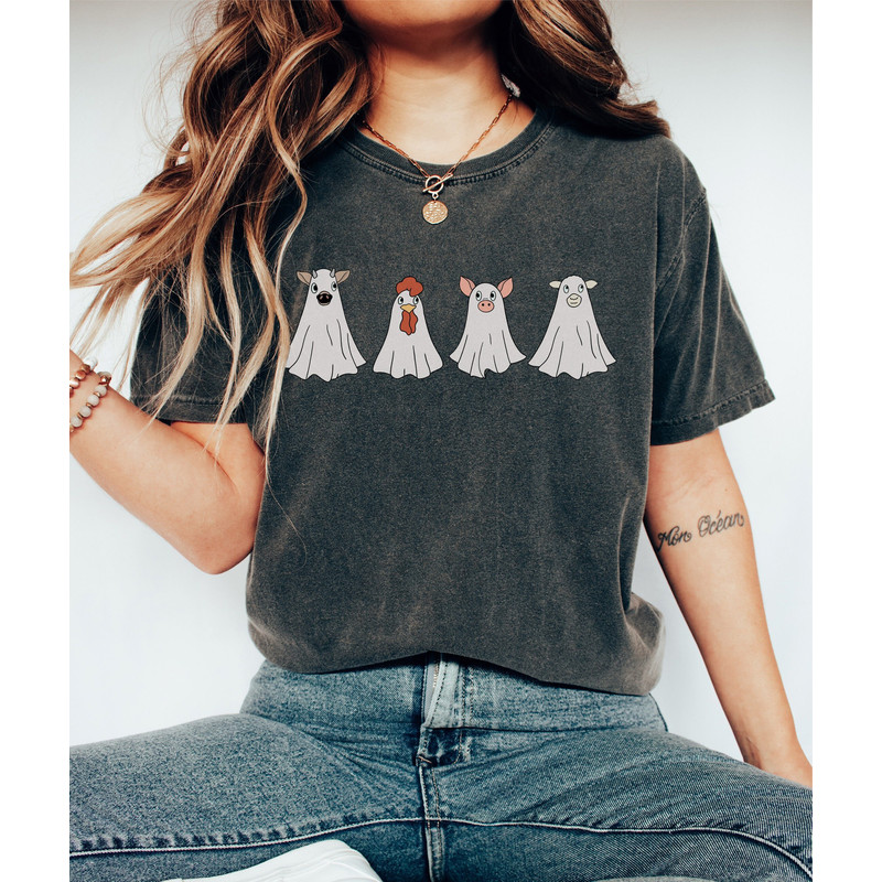 Comfort Colors® Barnyard Animals Ghost Shirt, Halloween Shirt, Barn Animals Ghost Shirt, Cow Ghost, Chicken Ghost, Pig Ghost, Goat Ghost.jpg