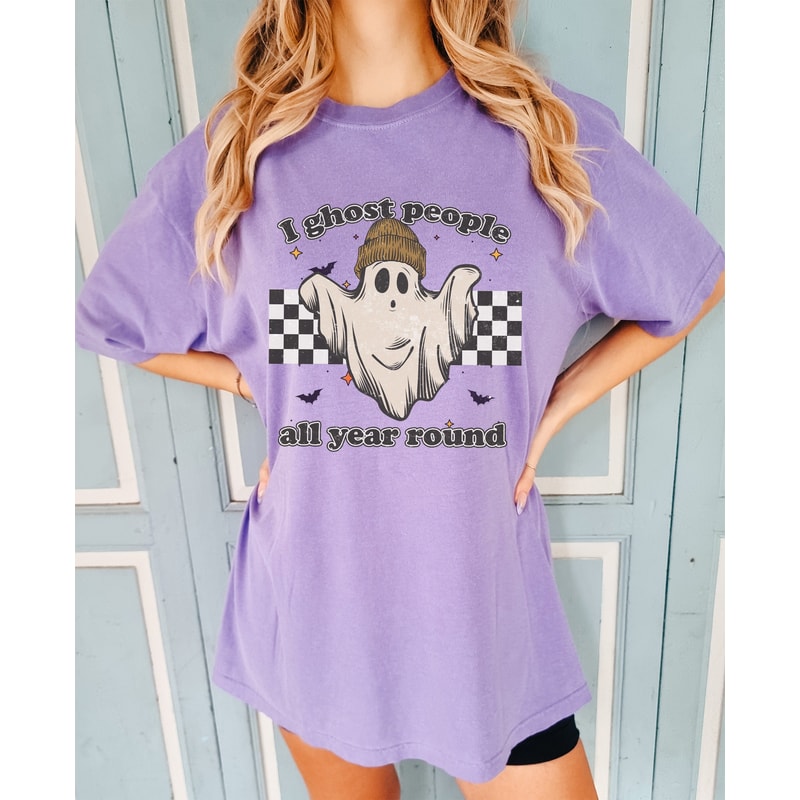 Comfort Colors® I Ghost People All Year Round Shirt, Halloween Shirt, Funny Halloween TShirt, Cool Halloween Ghost Tee, Retro Halloween Tee.jpg