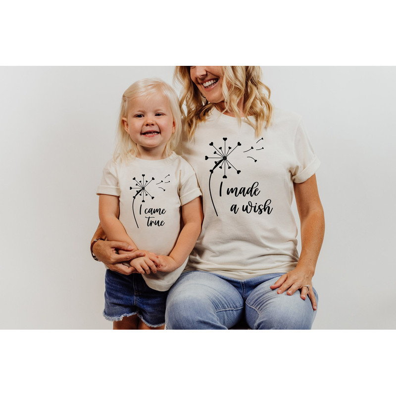 First Time Mom Tshirt, I Made A Wish Gift T Shirt, Matching Mother And Baby Bodysuit, Mommy Mini Outfits, Daughter Son Shirts, Dandelion Tee.jpg