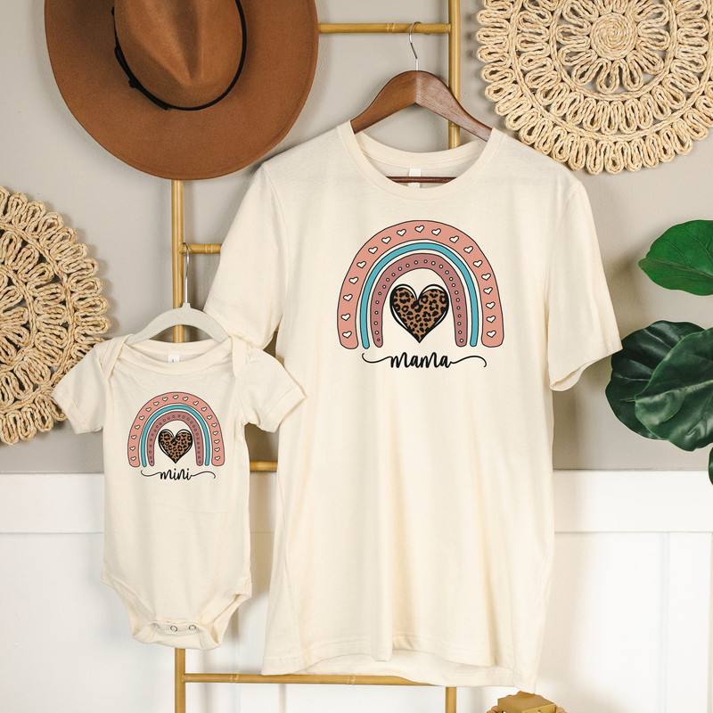 Matching Mama Mini Tshirts, Mother's Day Gift T Shirts, Leopard Heart Mother Daughter Clothing, Funny Toddler Baby Bodysuit, Mommy Me Outfit.jpg