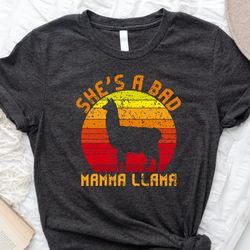 she a bad mama llama t shirt, mothers day gift shirts, motherhood birthday sweatshirt, mother shoulder bag, gifts for an