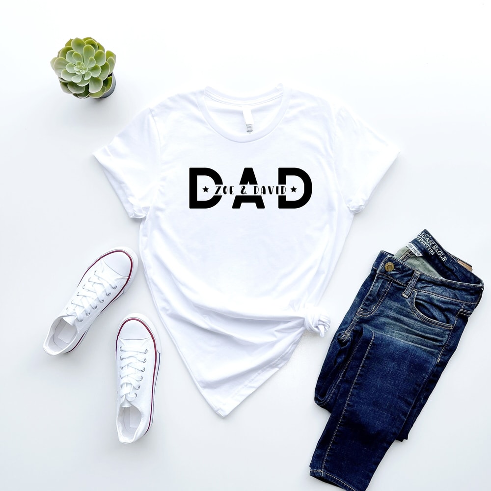 Custom Dad Tshirt, Father's Day Gift Shirt, Daddy T-Shirt With Kids Names, New Father Sweatshirt, Personalized Dada Tee, Promoted To Dad Tee.jpg