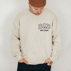 dad est 2024 sweatshirt, fathers day gift t shirt, custom dad est 2024 tshirt, personalized dad,pregnancy announcement t