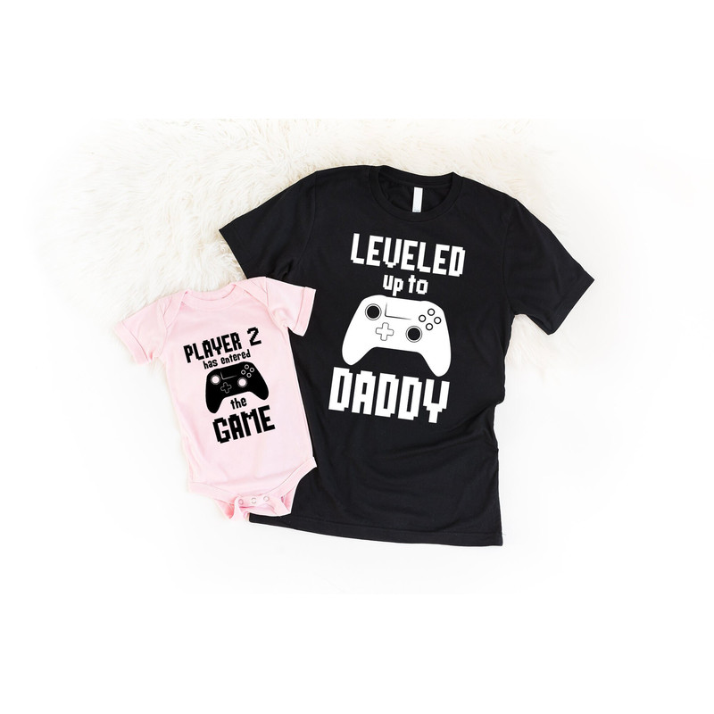 Matching Leveled up T-Shirt, Matching Dad And Son Gift Shirt, Gamer Family Sweatshirts, New Daddy Baby Outfit,Father's Day Gifts,Tee for Dad.jpg