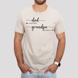 personalized dad grandpa est tshirt, custom fathers day gift shirts, new father sweatshirt, pregnancy announcement gifts