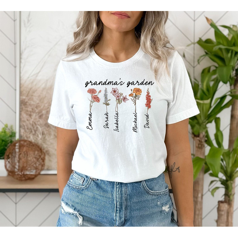 Custom Grandma's Garden Shirt, Grandma Shirt with Custom Birth Flowers and Names, Personalized Grandma Birthday Shirt, Grandma Christmas Tee.jpg