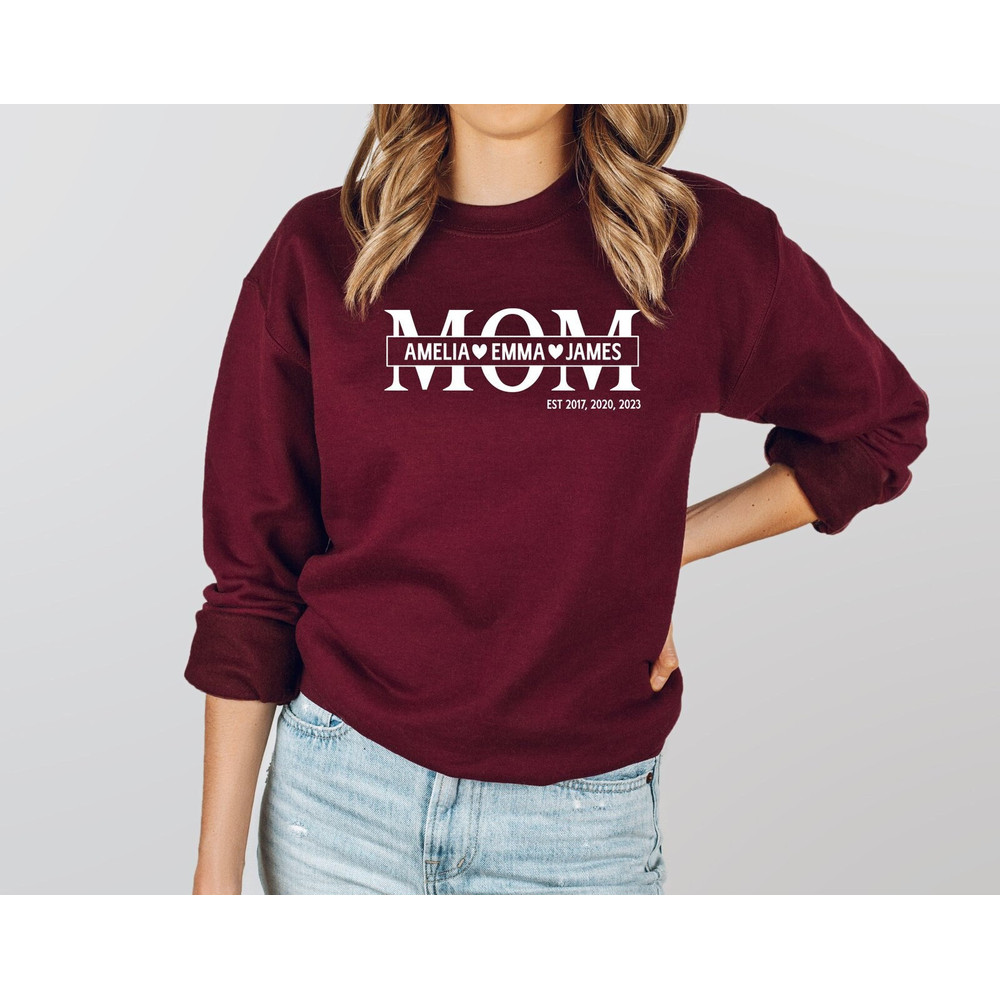 Mom Sweatshirt, Mothers Sweatshirt, Custom Kids Names Mom Sweatshirt, Mom Kids Customize Sweatshirt, Mom Themed Outfits, Mothers Day Sweater.jpg