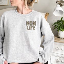 pocket leopard mom life sweatshirt, minimalist leopard mama sweatshirt, cute mama sweatshirt, mothers day sweatshirt, be