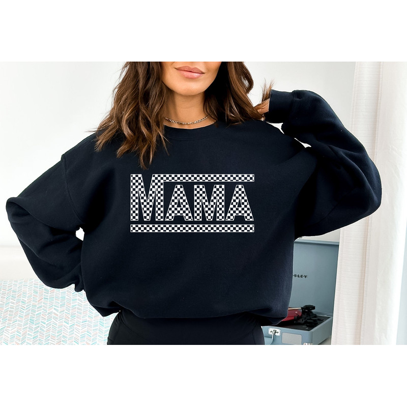 Checkered Retro Mama Sweatshirt Varsity Mom Crewneck Mother's Day Gift Retro Shirt.jpg