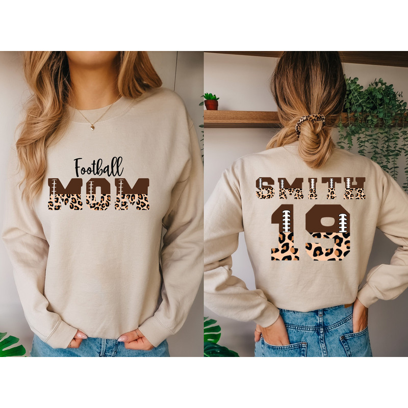 Custom Football Mom Sweatshirt Personalized Leopard Mama Crewneck Mother's Day Gift.jpg