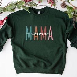 personalized mama sweatshirt with name custom mom shirt mothers day gift