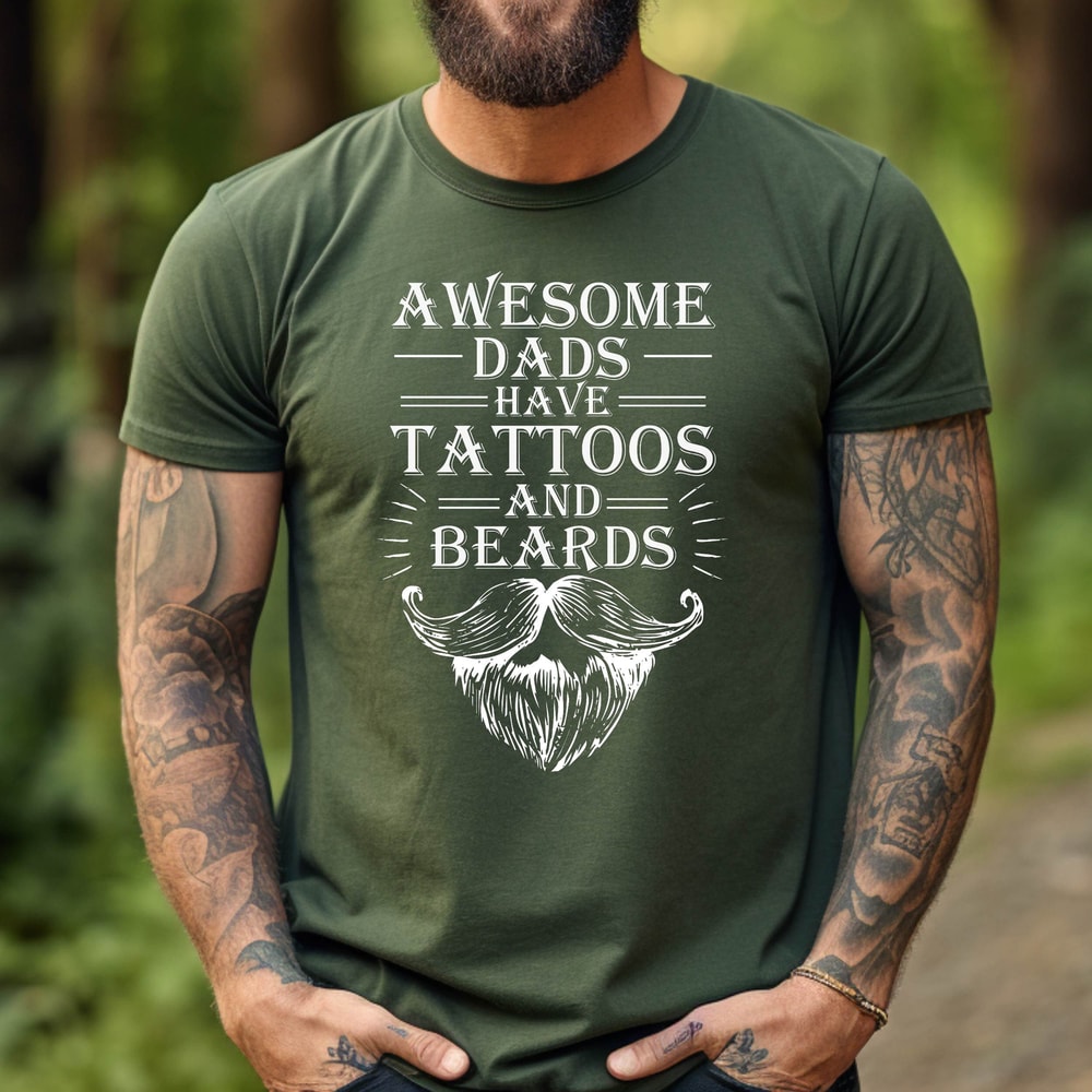 Awesome Dads Have Tattoos and Beards Shirt, Vintage Fathers Day Gift, Dad With Tattoos and Beard, Father Shirt, Daddy Shirt, Gifts for Dad.jpg