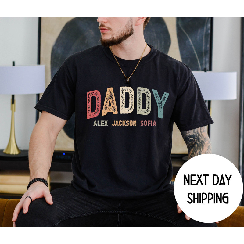 Christmas Gift for Daddy , Personalized Dad Shirt, Personalized Daddy Shirt, Kids Hand Name Shirt, Father's Day Shirt, Custom Daddy Shirt.jpg
