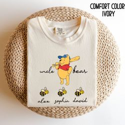 fathers day gift to uncle from nephews ,custom uncle bear shirt, uncle with nephew kids name tshirt, personalized papa