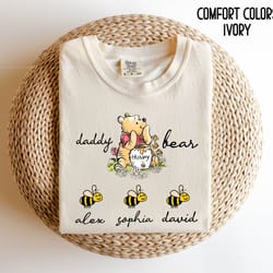 personalized daddy bear winnie with kids name daddy bear shirt the pooh t-shirt ,fathers day gift for daddy daddy bear