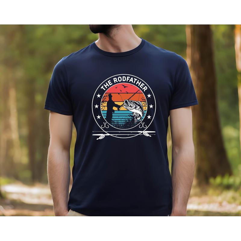 Fishing Parody Tshirt The Rodfather Men's Short Sleeve Fishing Shirt ,Father's Day Dad Boyfriend Fisherman Relaxing Lake Ocean Funny Humor.jpg