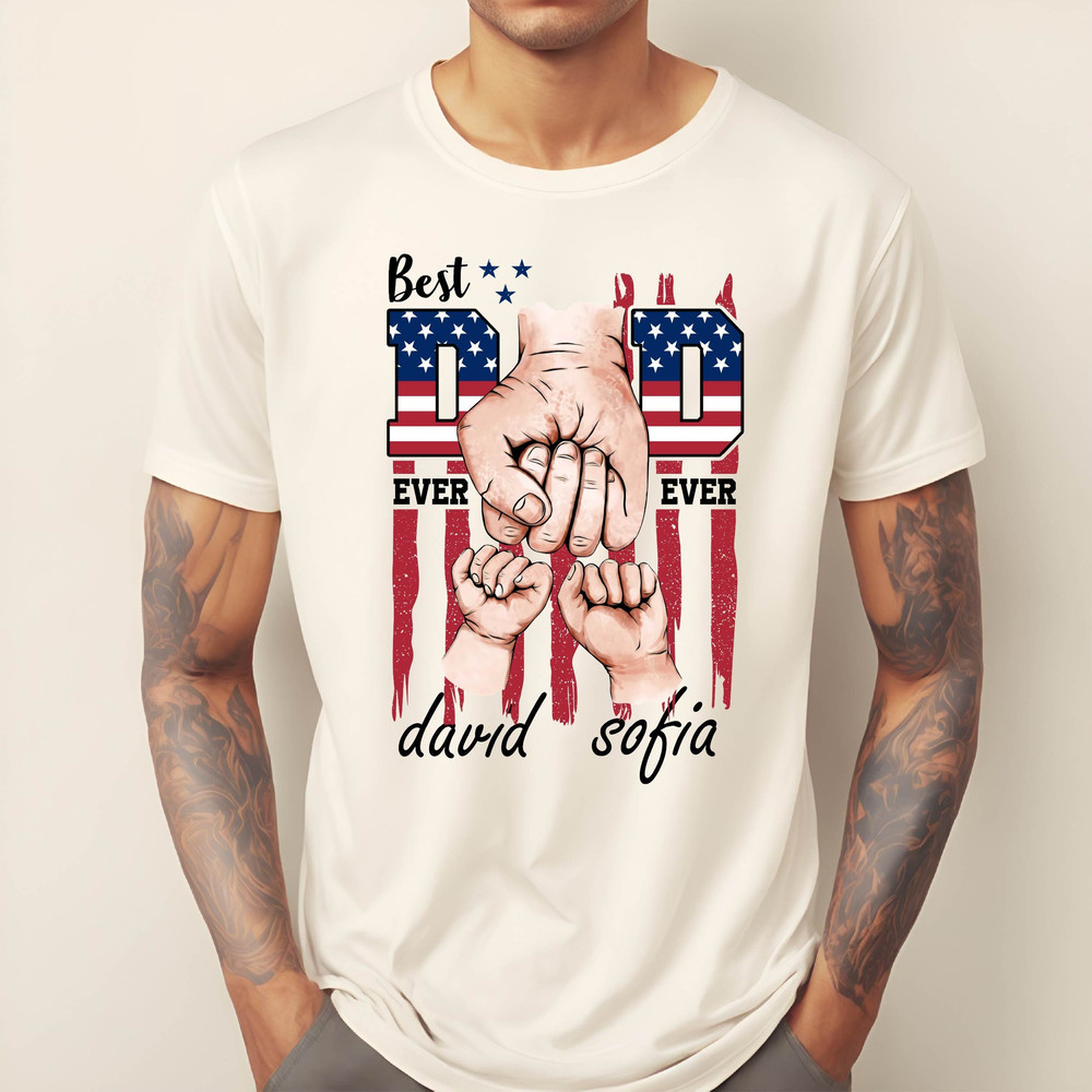 Personalized Dad Shirt Custom Name, Shirt Fist Bump for Dad Kids Names, Custom Kidname Fathers Day T Shirt, Christmas Gift Dad.jpg