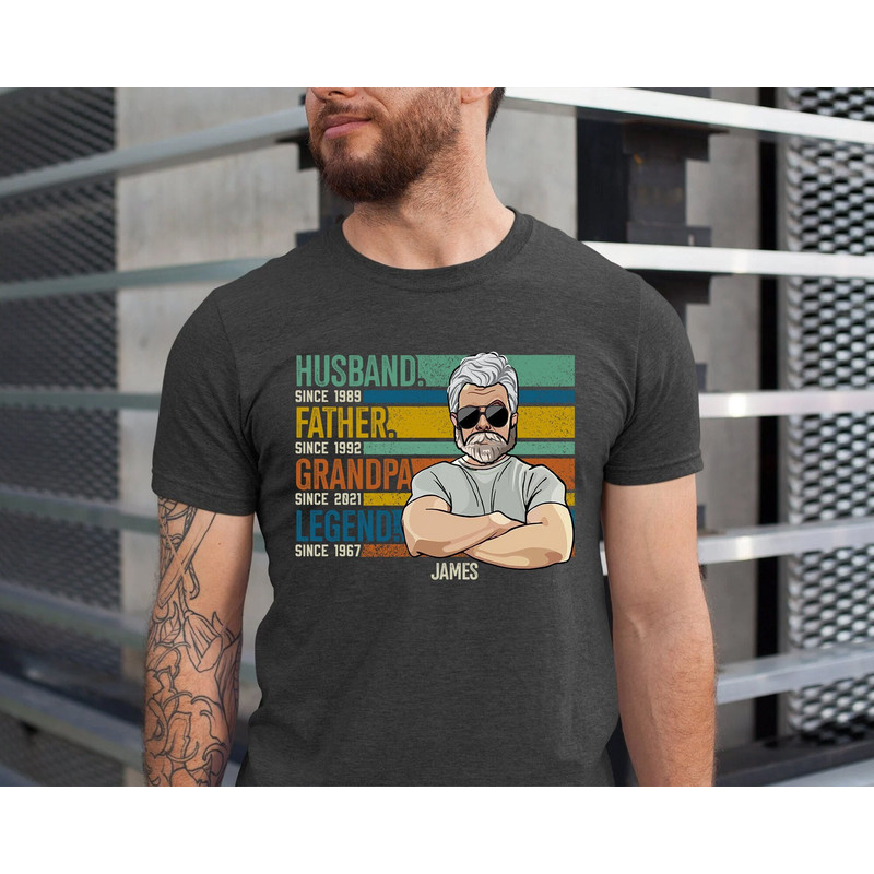 Custom Grandpa Shirt, Personalized Fathers Day Shirt for Grandpa, Funny Birthday Gift for Men, Husband Father Grandpa Legend, Grandpa Tee.jpg