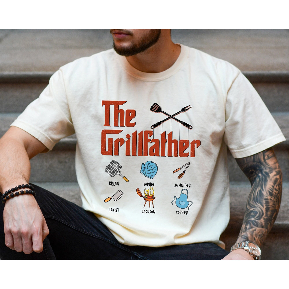 Fathers Day Shirt for Dad, Custom Dad Shirt, The Grillfather Shirt, Grill Dad Gifts, Personalized Gift for Papa Stepdad, Dad Birthday Gift.jpg