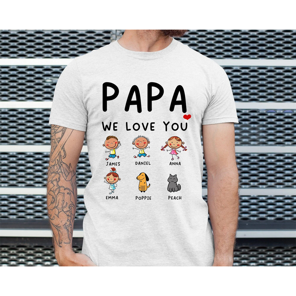 Personalized Papa Shirt with Kid Names, Custom Father's Day Shirt for Dad, Papa Gifts from Daughter, Fathers Day Gift, Dad Birthday Gift.jpg