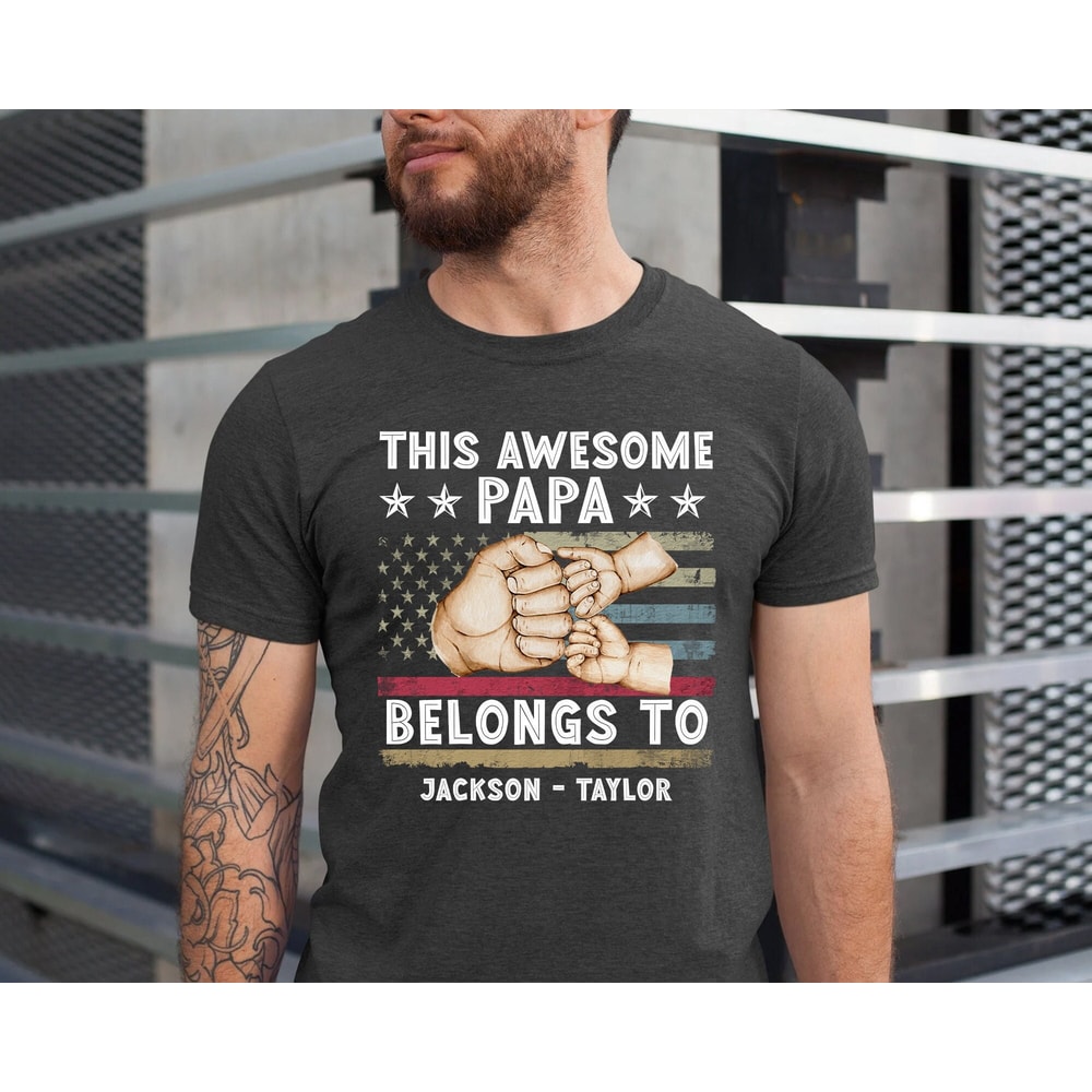 Personalized Papa Shirt, Father's Day Shirt for Dad, Custom Papa Shirt with Kid names, Fathers Day Gift from Kids, Gift for Dad, Papa Gifts.jpg