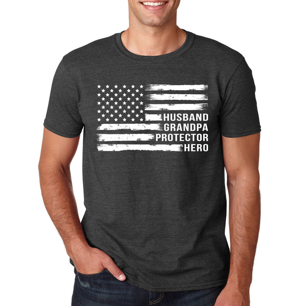 Grandpa Shirt, Husband Grandpa Protector Hero Shirt, Vintage American Flag Shirt, Fathers Day Shirt, Funny Papa Gift, Patriot Shirts, Daddy.jpg
