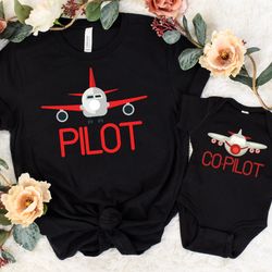 pilot copilot shirts, pilot dad gift, matching family shirts, father son gifts, daddy and me shirts, travel adventure