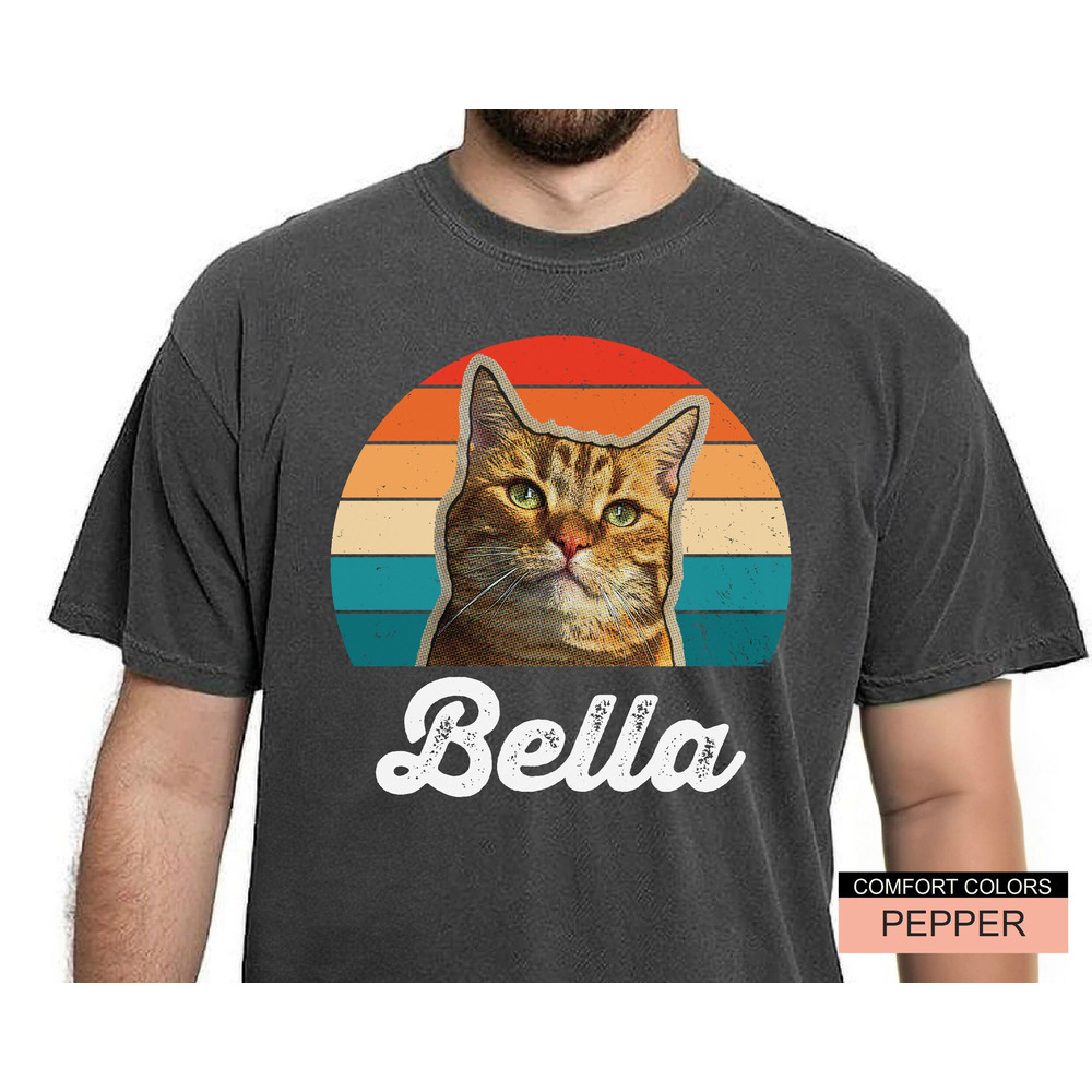 Custom Cat Photo Shirt Men - Personalized Name Photo Pet Men's Shirt - Gift for Cat Lover Dad - Retro Personalized 90's T-Shirt.jpg